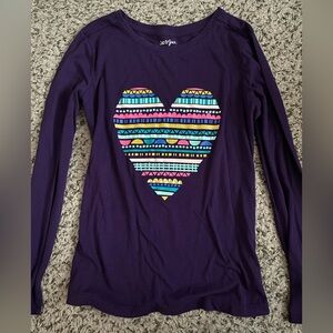 Cat & Jack Purple Long Sleeve Shirt with Heart Design
